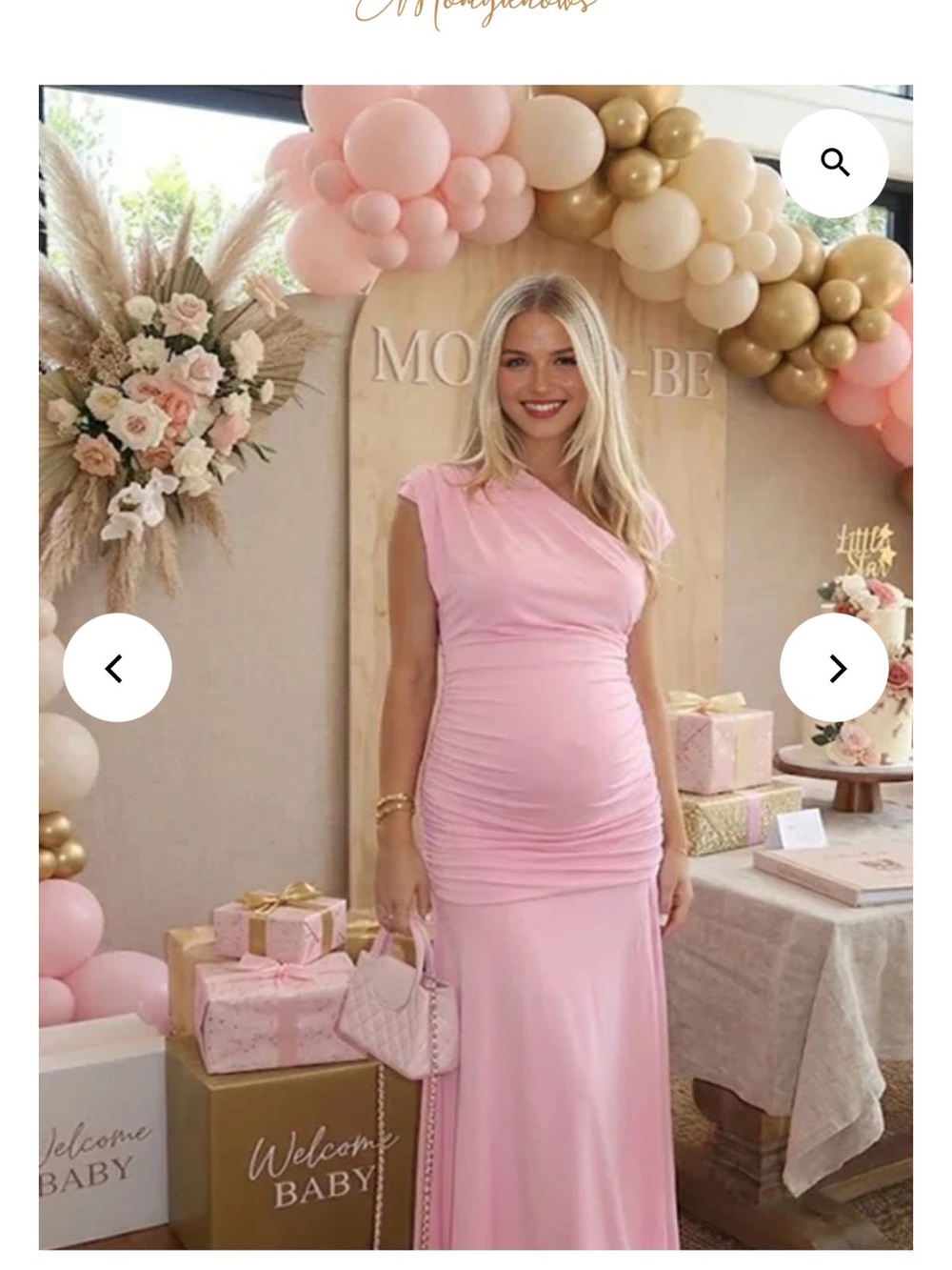 One-Shoulder Pink Maxi Dress - Women